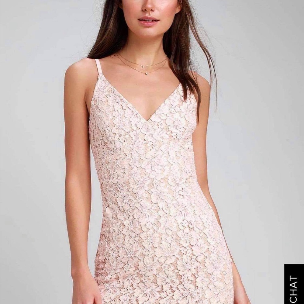 Lulus blush lace sleeveless bodycon dress